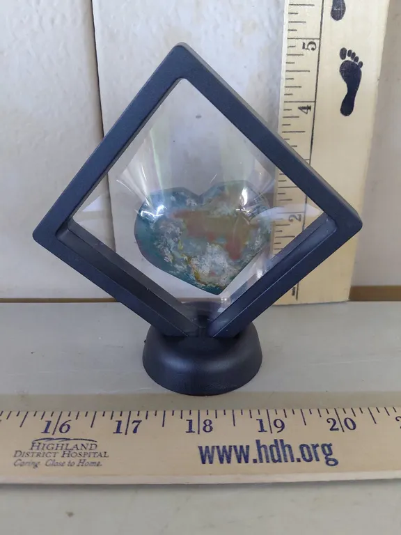 Ocean Jasper Heart Shaped W/Display