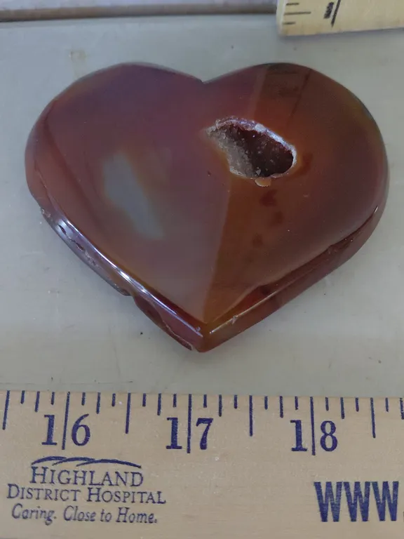 Carnelian Heart Agate W/Crystal