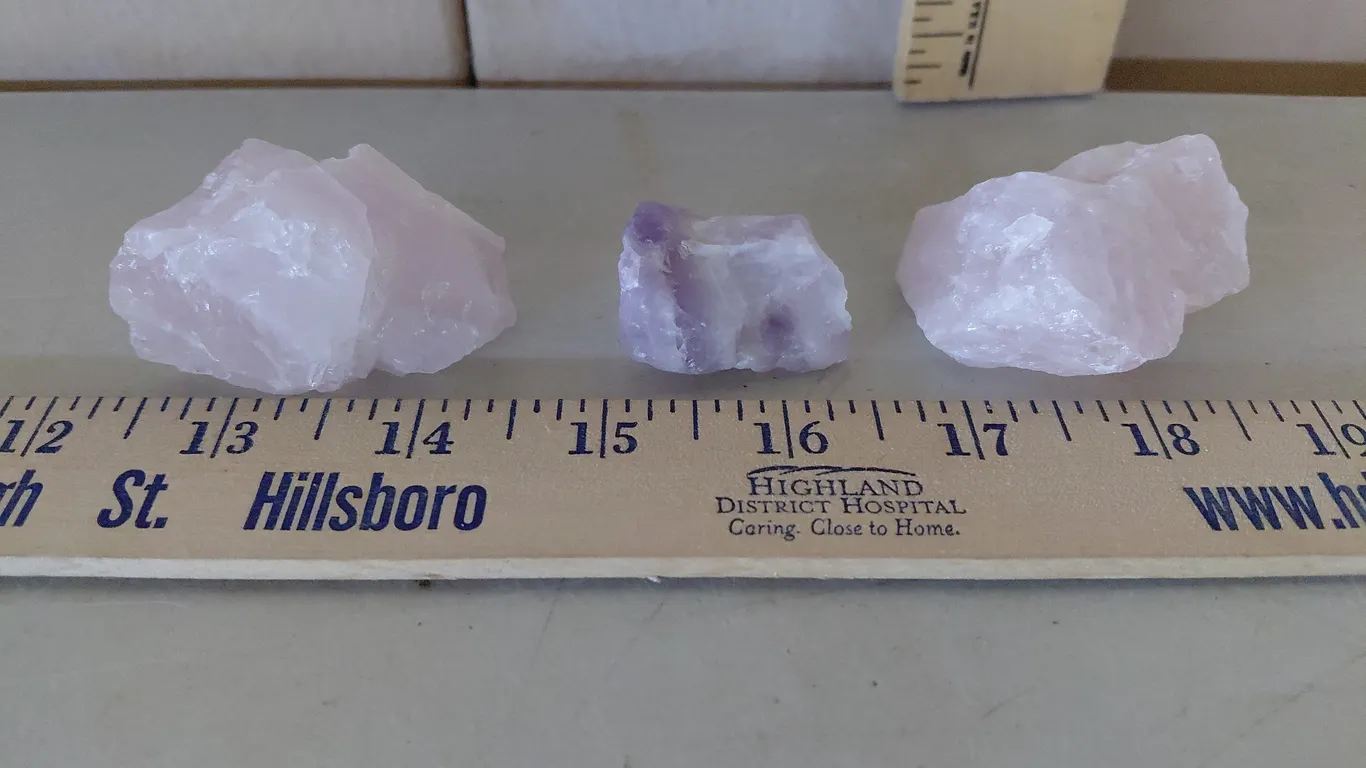 3 Pc Raw Rose Quartz