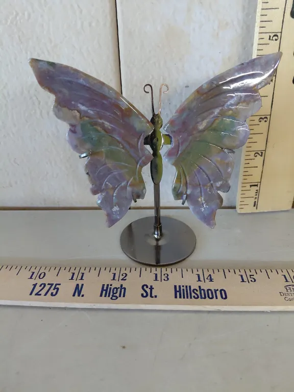 Ocean Jasper Butterfly W/Metal Stand