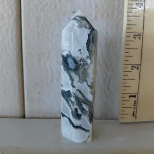 Natural Moss Agate Tower Point Crystal 3.75" Tall