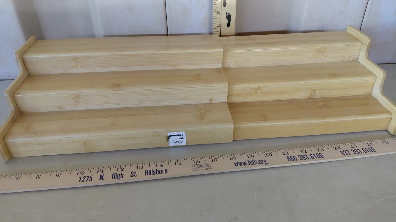 Bamboo Wood Display, Extends Out, 13" To 22.5"