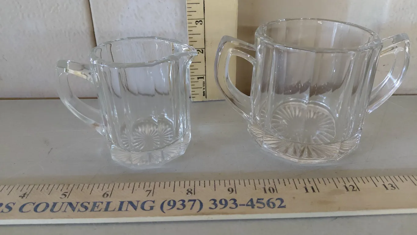 Vintage Pressed Glass Sugar & Creamer