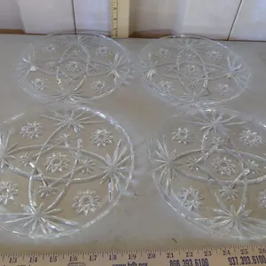 4 Vintage Anchor Hocking Early American Prescut Star Of David Snack Plates