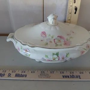 Vintage Homer Laughlin U.S.A. Virginia Rose Mixing Covered Serving Dish 11"X6.5"X5"