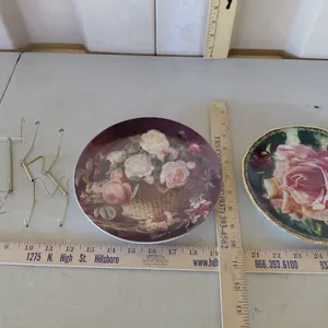 2 Vintage Rose Collector Plates-Bradford Exchange & Baum Bros