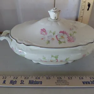 Vintage Homer Laughlin U.S.A. Virginia Rose Mixing Covered Serving Dish 11"X6.5"X5"