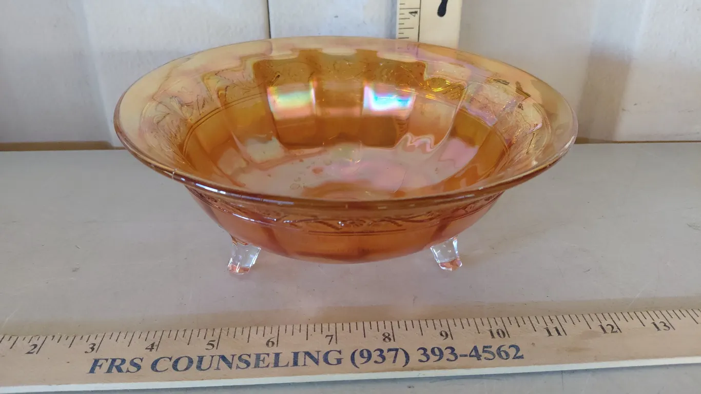 Vintage Imperial Glass Marigold Carnival Glass Footed Bowl 8.5"X3.5"
