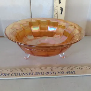 Vintage Imperial Glass Marigold Carnival Glass Footed Bowl 8.5"X3.5"