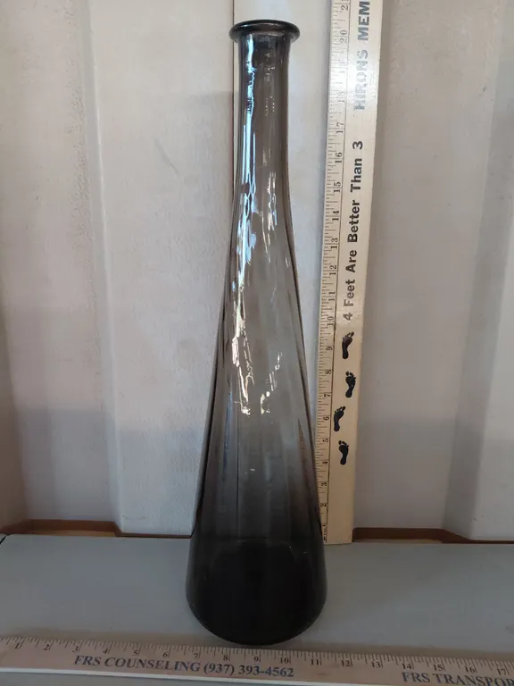 Vintage Hand Crafted Smoked Glass Twisted Vase 19.25" Tall