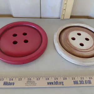 2 Large Button Wall Decor 7.75" Resin