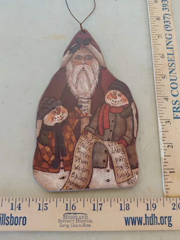 Signed! David #429/1000 Folk Art Santa Ornament