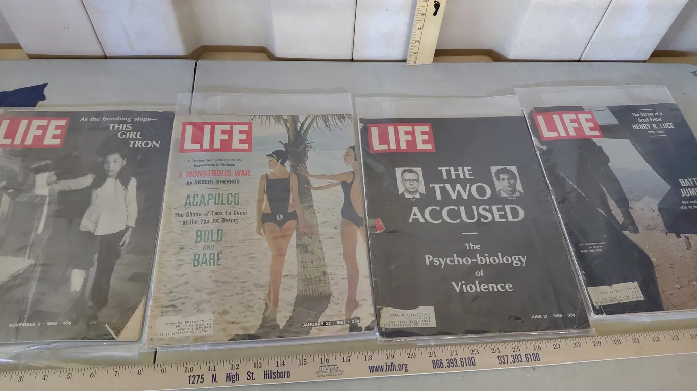 1960s Life Magazines-This Girl Tron, A Monstrous War, The 2 Accused, & Battle Jump