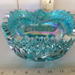 Vintage L.E. Smith Carnival Glass Comet In The Stars Pattern Bowl 7.5"X3.75"