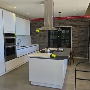 Infinity Plus kitchen cabinet package. Includes upper and lower wall cabinets (175" x 97"H) with solid surface countertop, stainless steel dual sink, 