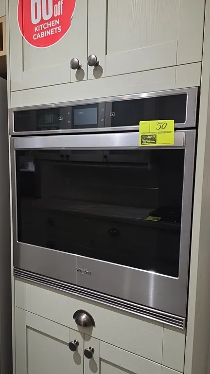 Whirlpool WOS72EC0HS20 built-in single oven. Features stainless steel finish, glass door, digital touchscreen display, convection cooking, and (3) int