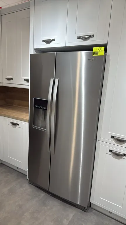 2022 Whirlpool WRS571CIHZ04 side-by-side refrigerator freezer. Features stainless steel finish, exterior water and ice dispenser, In-Door-Ice system,