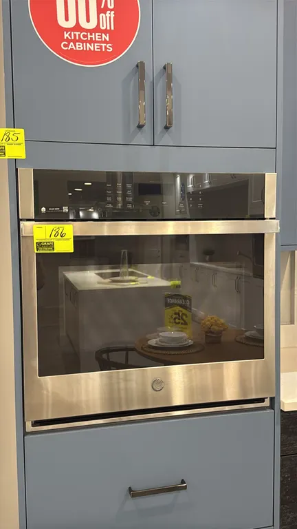 GE JTS3000SN1SS built-in single wall oven. Features stainless steel finish, digital touch controls, Wi-Fi Connect capability, and (2) interior wire ra