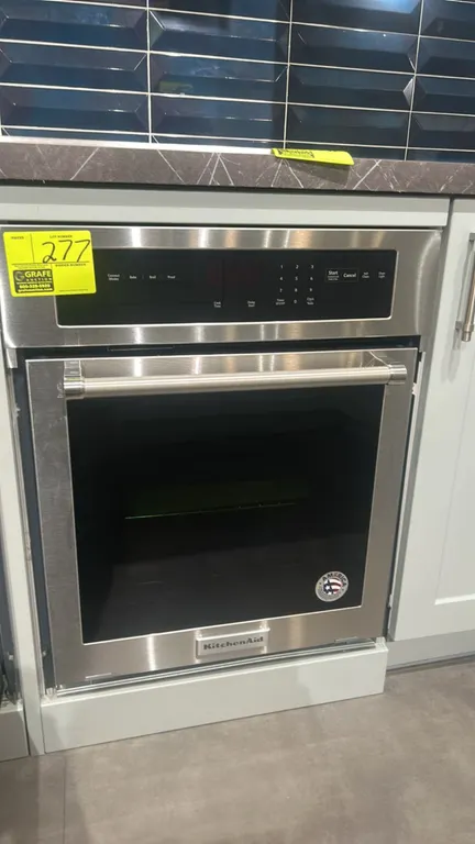 KitchenAid KOSC504ESS01 built-in convection single wall oven. Features stainless steel finish, digital touch control panel, glass viewing window, and