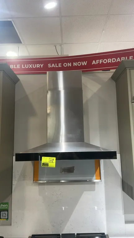 JennAir JXW8530HS1 30" pyramid-style canopy wall-mount range hood. Features stainless steel construction, front controls, mesh filters, and integrated