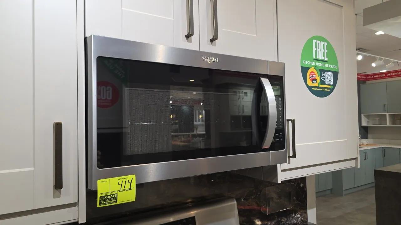 2022 Whirlpool WMH53521HZ06 over-the-range microwave oven. Features stainless steel exterior, glass door, digital touchpad controls, interior glass tu