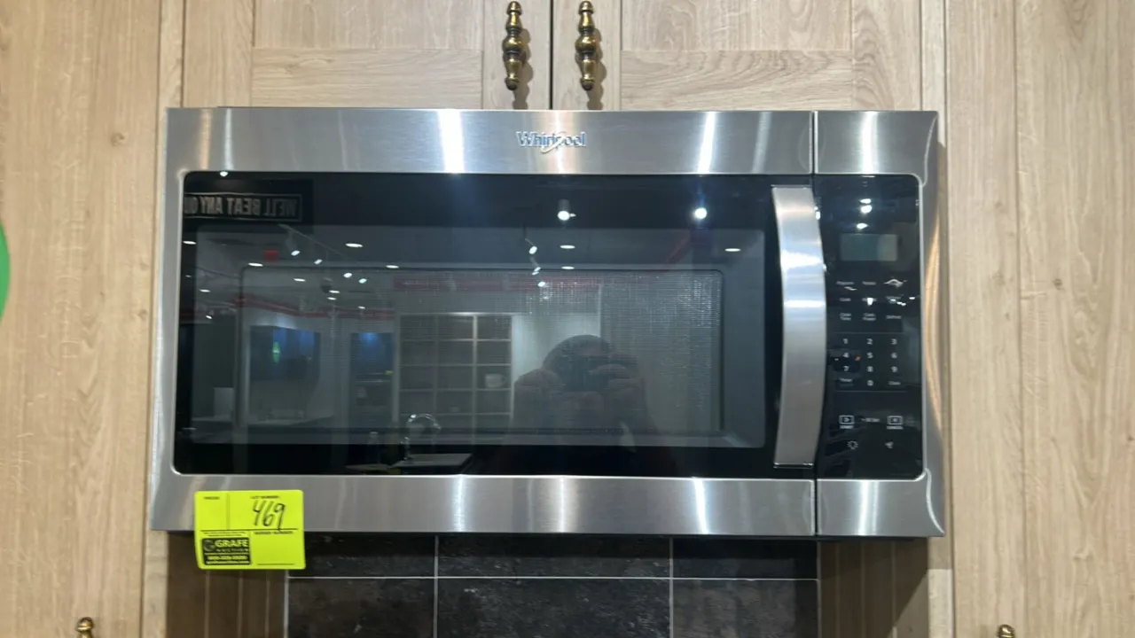 2022 Whirlpool WMH31017HS09 over-the-range microwave oven. Features stainless steel finish, digital controls, interior glass turntable, cooktop surfac