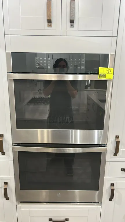 GE Appliances JTD3000SN2SS smart built-in self-clean double wall oven. Features stainless steel finish, digital touch controls, interior wire racks, a