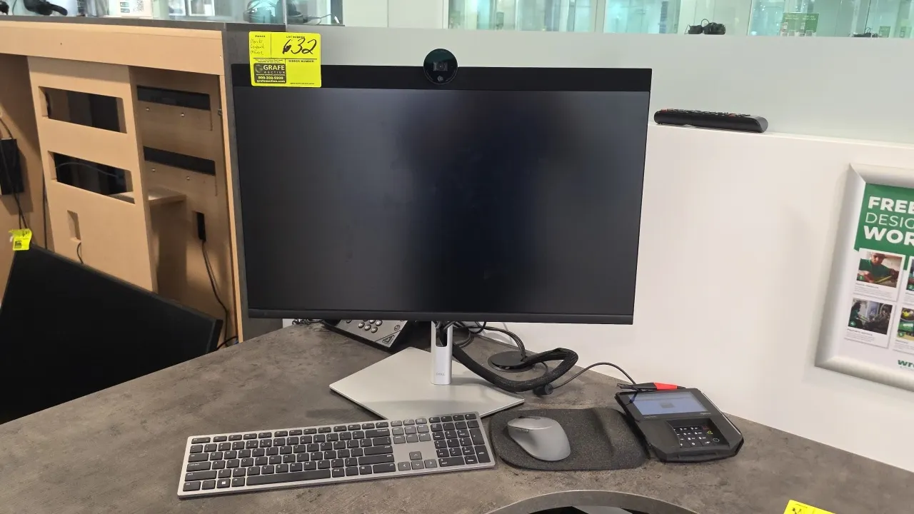 2024 Dell P2724DEB video conferencing monitor. Features integrated top webcam. Includes matching wireless keyboard and wireless mouse. S/N: CN-0VXXPM-