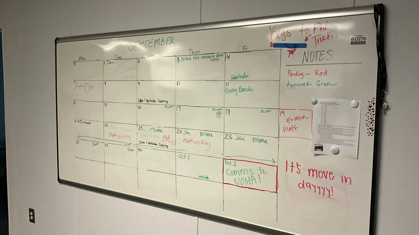 7’7” L X 4’ H DRY ERASE BOARD