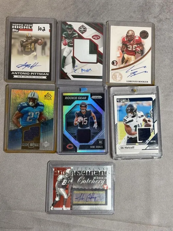 (7) Football Star Cards w/ Rookies, Patches, Autos, Short Prints - Eddie George, Antonio PIttman & More