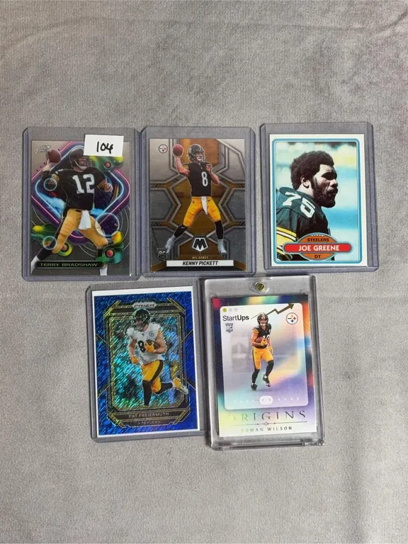 (5) Steelers Cards Inlcuding Terry Bradshaw Cosmic Chrome, Kenny Pickett Rc, "Mean " Joe Greene & More