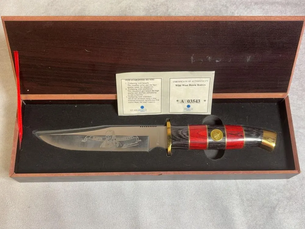 Falkner Wild West Bowie Knives, & David Crockett Bowie Knife w/ COA - NIB