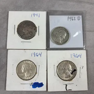 1941, 1962, (2) 1964 Washington Quarters 90% Silver