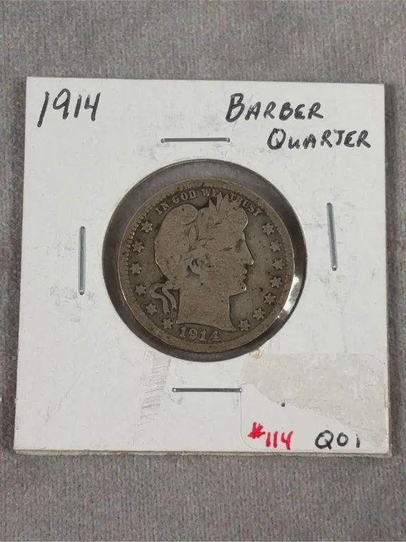 1914 Barber Quarter 90% Silver