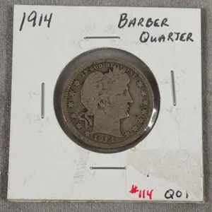 1914 Barber Quarter 90% Silver