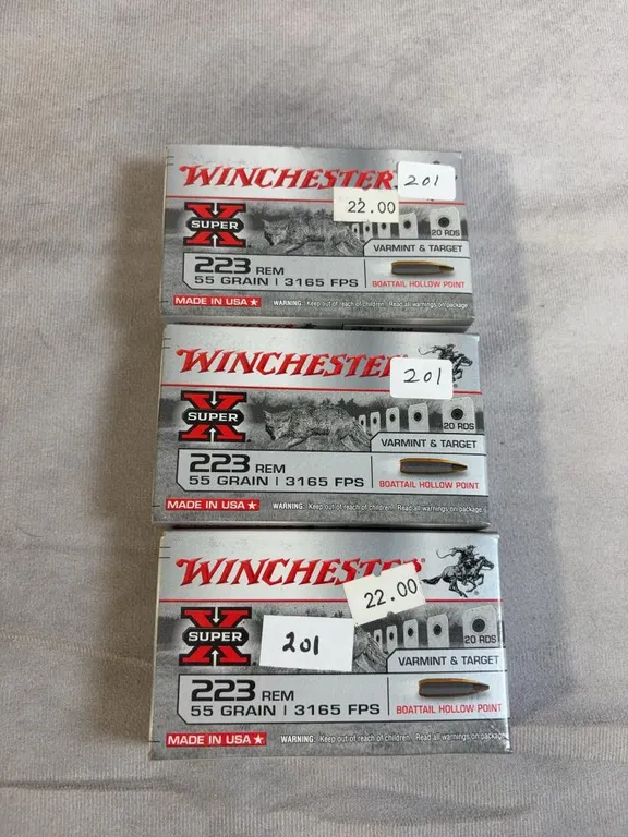 (3) 20 Round Boxes of Winchester 223 55 Gr. Boat Tail Hollow Point