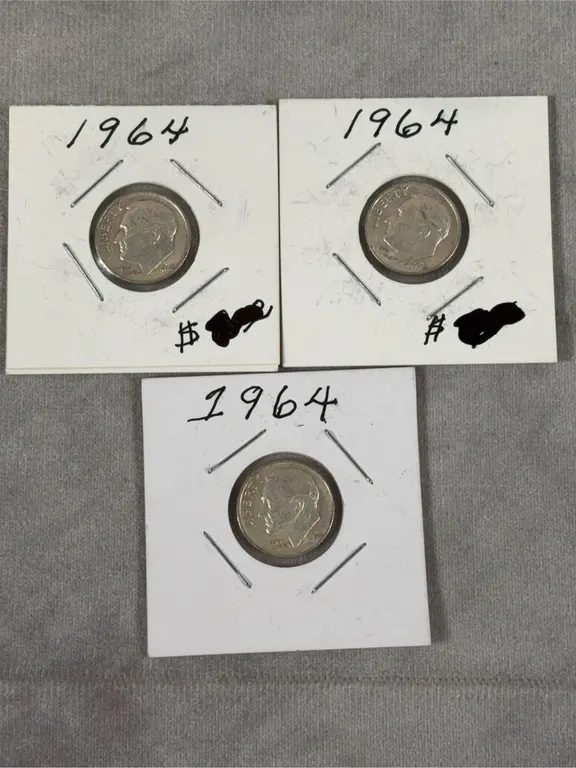 (3) 1964 Roosevelt Dimes 90% Silver