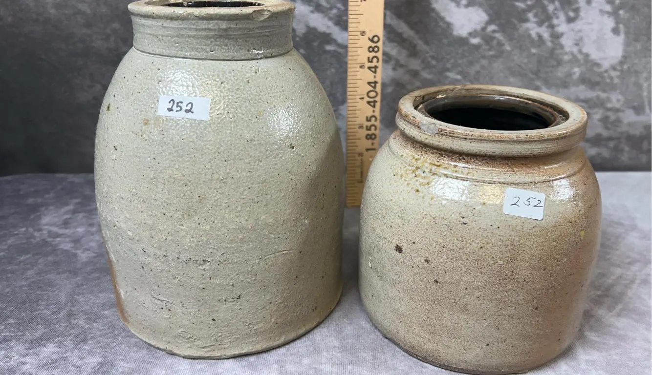 (2) Small Beehive Wax Sealer Jars. Both Good condition with a few chips around the upper lip. Circa 1870-1890
