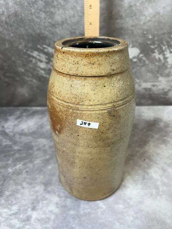 Wax Sealer Jar. Possible Donaghho. Very good condition w/ minor chips around the mouth. Circa 1875-1895
