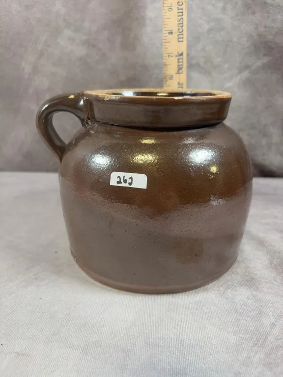 (2) Quart Dark Brown Bean Pot. Very Good Condition with a couple small chips around the mouth. Possible RRP Circa 1850-1890