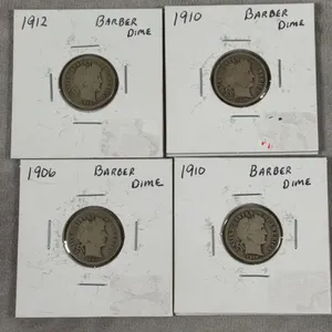 1906, (2) 1910, 1912 Barber Dimes 90% Silver