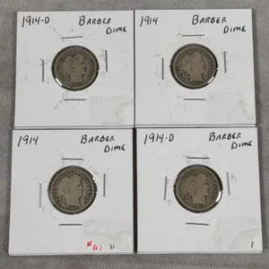 (4) 1914 Barber Dimes 90% Silver