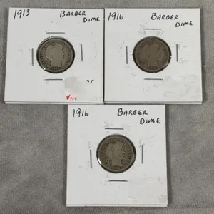 (1) 1913 & (2) 1916 Barber Dimes 90% Silver