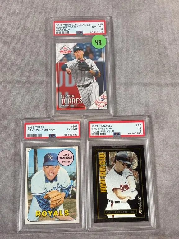 (3) Cards Including 2019 Topps National Baseball Card Day Gleyber Torres PSA 8