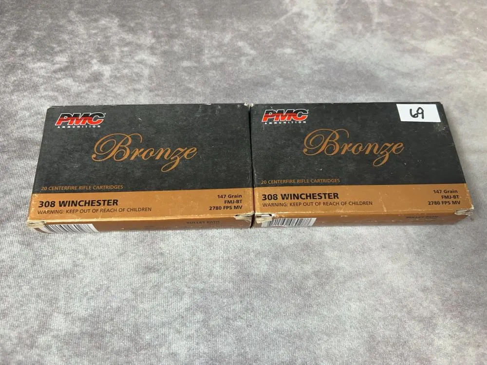 (2) Boxes of PMC Bronze 308 Win 147 Grain FMJ - BT 20 Round Boxes