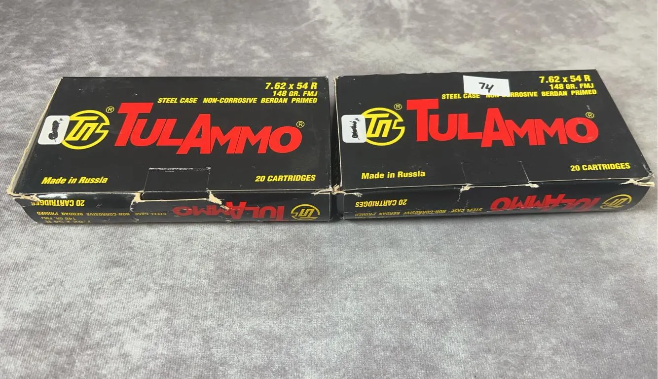 (2) 20 Round Boxes of Tulammo 7.62x54R 148 Gr. Full Metal Jacket