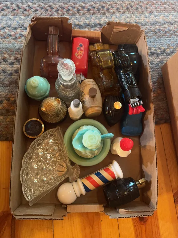 Flat of Avon Perfume Bottles and other misc.