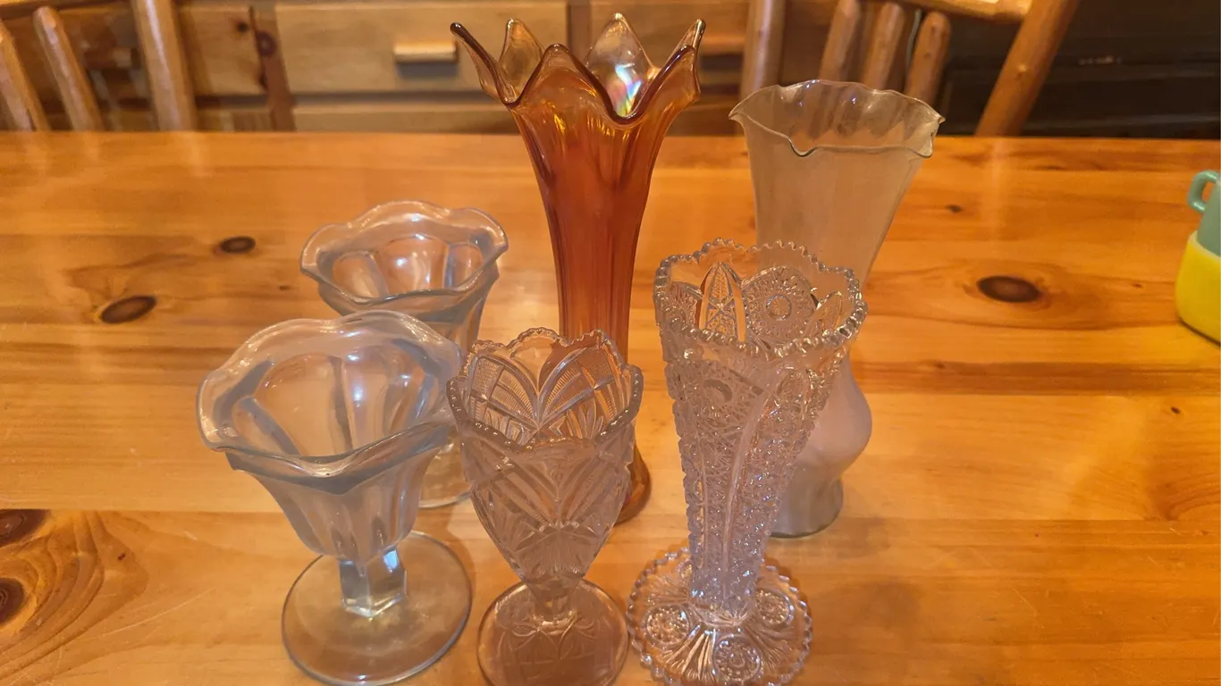 Glass Ice Cream Cups, Glass Vases and other misc. Glass Cups