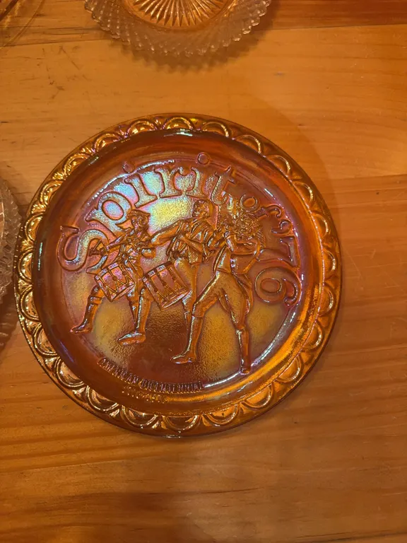 Spirt of �76� American Bicentennial 1776-1976 Glass Plate, Pink Glass Plates and other misc. Glass