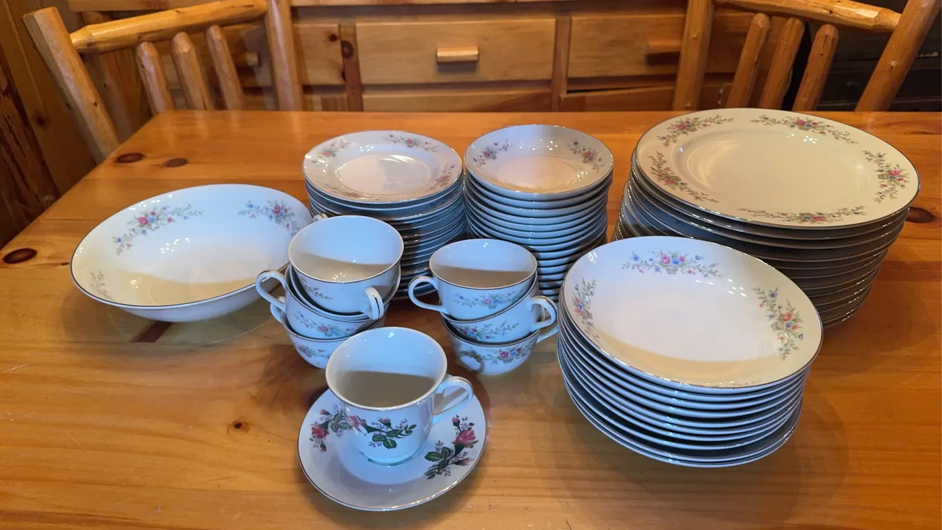 (55) Fine China Plates, Bowl and (7) Fine China Tea Cups